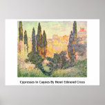 Cypresses In Cagnes By Henri Edmond Cross Print
