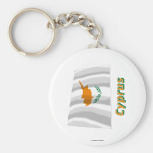 Cyprus Waving Flag with Name Key Chains