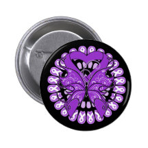 Cystic Fibrosis Butterfly Circle of Ribbons Buttons