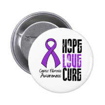 Cystic Fibrosis Hope Love Cure Ribbon Pinback Buttons