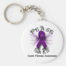 Cystic Fibrosis Peace Love Cure Butterfly 2 Key Chains
