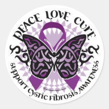 Cystic Fibrosis Tribal Butterfly Round Sticker