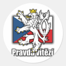 Czech Lion Coat of Arms Flag Round Sticker