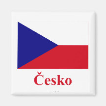 Czech Republic Flag with Name in Czech Refrigerator Magnets