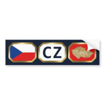Czechia Flag Map Code Bumper Sticker