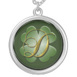 D Black Green Gold Monogram Initial Pendant D necklaces