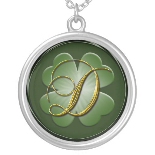 D Black Green Gold Monogram Initial Pendant D