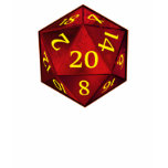 D&D d20 Crimson and Gold FIRE die t-shirts