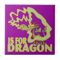 D is for dragon letter abc cartoon ceramic tile