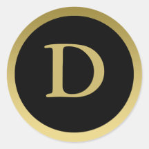 D :: Monogram D Elegant Gold and Black Sticker