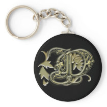 "D" monogram keychain