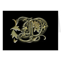 "D" monogram letter card