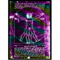 Da Vinci proportion man colourized blacklight