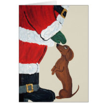 Dachshund And Santa Greeting Cards