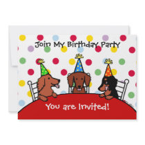 Dachshund Birthday Cartoon Party Invitation