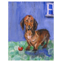 Dachshund blue room portrait flyers