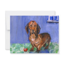 Dachshund blue room portrait personalized announcement