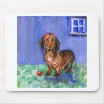 Dachshund blue room portrait mousepad