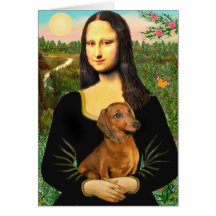 Dachshund (brown1) - Mona Lisa Greeting Cards