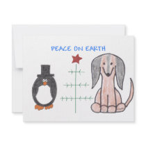 Dachshund Brown Peace On Earth Personalized Invitation