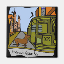 Dachshund French Quarter Streetcar Magnets