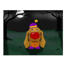 Dachshund Halloween Postcard