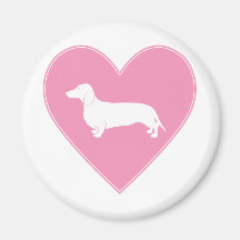 Dachshund Heart Classic Pink Fridge Magnet