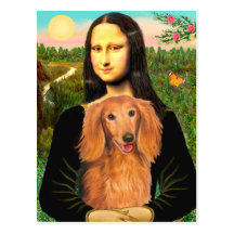 Dachshund (LHSable) - Mona Lisa Postcard
