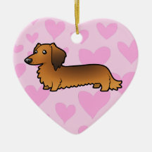 Dachshund Love (longhaired) Christmas Ornaments