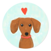 Dachshund Love Round Stickers