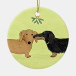 Dachshund Mistletoe Kiss - Wiener Dog Christmas Christmas Ornaments