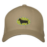 Dachshund Oval Green-Starburs embroidered hats
