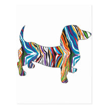 Dachshund - Psychedelic Zbra Doxie Post Card