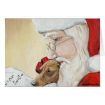 "Dachshund Request for Santa" Art Christmas Card