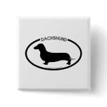 Dachshund Silhouette Black Button
