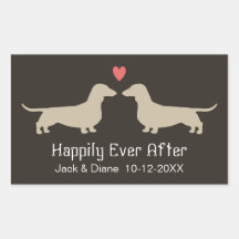 Dachshund Silhouettes with Heart and Text Rectangle Sticker