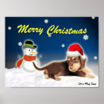 Dachshund & the Frozen Snowman Poster posters