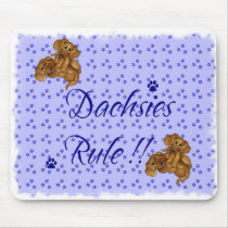 Dachsies Rule!! Blue Paw print Mouse Pad