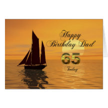 Dad, 65th Sunset yacht birthday card