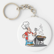 dad cooking on the grill key chain