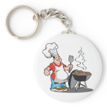 dad cooking on the grill key chain
