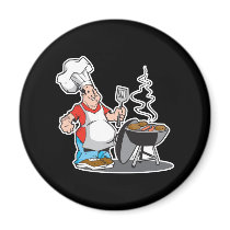 dad cooking on the grill refrigerator magnet
