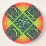 Dad Fancy Text Orange and Yellow Coaster