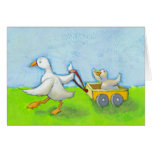 Dad - Father daddy duck baby in wagon cute fun art cards