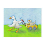 Dad - Father daddy duck baby in wagon cute fun art postcards