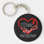 Dad - I Wear a Red Heart Ribbon Key Chains