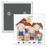 Dad, Mum, Big Boy, Med Girl, Small Boy Family Pinback Buttons