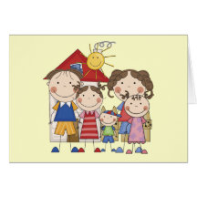 Dad, Mum, Big Sis, Middle Sis, Little Brother Greeting Card