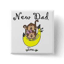Dad of Twins Boy and Girl Tshirts and Gifts Button