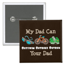 Dad Outswim Outbike Outrun Triathlon Button